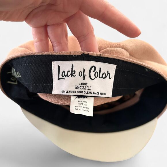 Lack of Color Lola Peach Cream Suede Newsboy Cap Coquette Slouch Hat Large 59cm - Picture 8 of 8